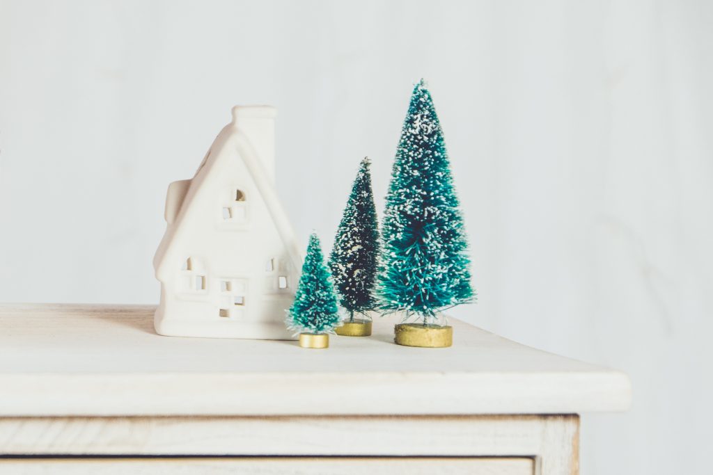 xmas tree decoration on table